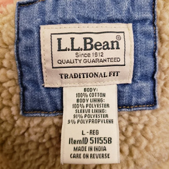 L.L. Bean 1912 Heritage Lined Denim Shirt Jacket, Size Large